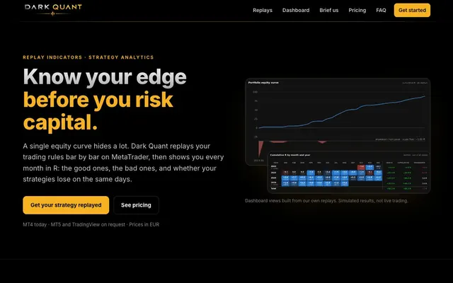 Site Dark Quant créé avec Iris