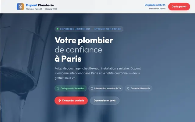 Site Dupont Plomberie créé avec Iris
